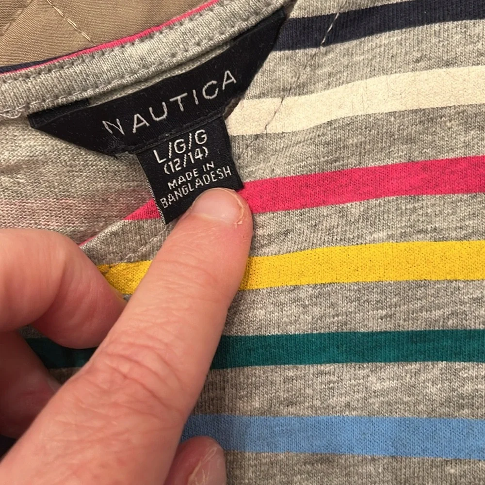 Nautica Girl's Stripe Patch Pocket Dress/NWT/L (12/14)